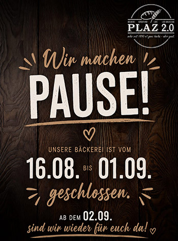 Hinweis Sommerurlaub